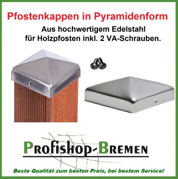 Pfostenkappe Edelstahl Pyramide für Pfosten 11x11 cm